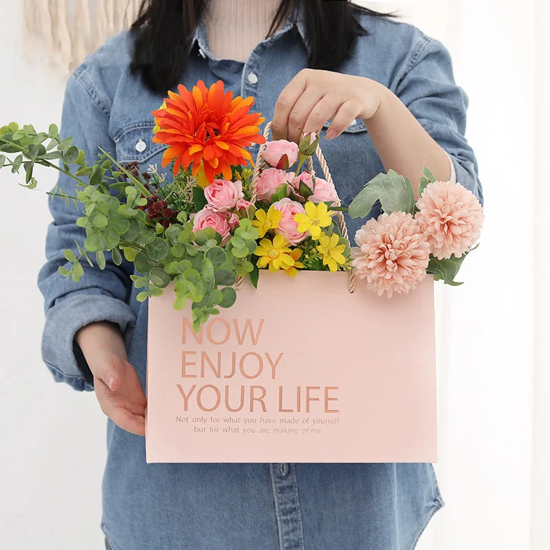 

Flower Arrangement Bag Square Tote Bag Large Paper Bag Flower Box Gift Packaging Bag Flower Packaging Material