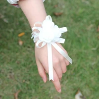 pe rose flower party wrist flower wedding bracelet wrist flower prom beutiful bridesmaid silk corsage hand flowers mariage sw003