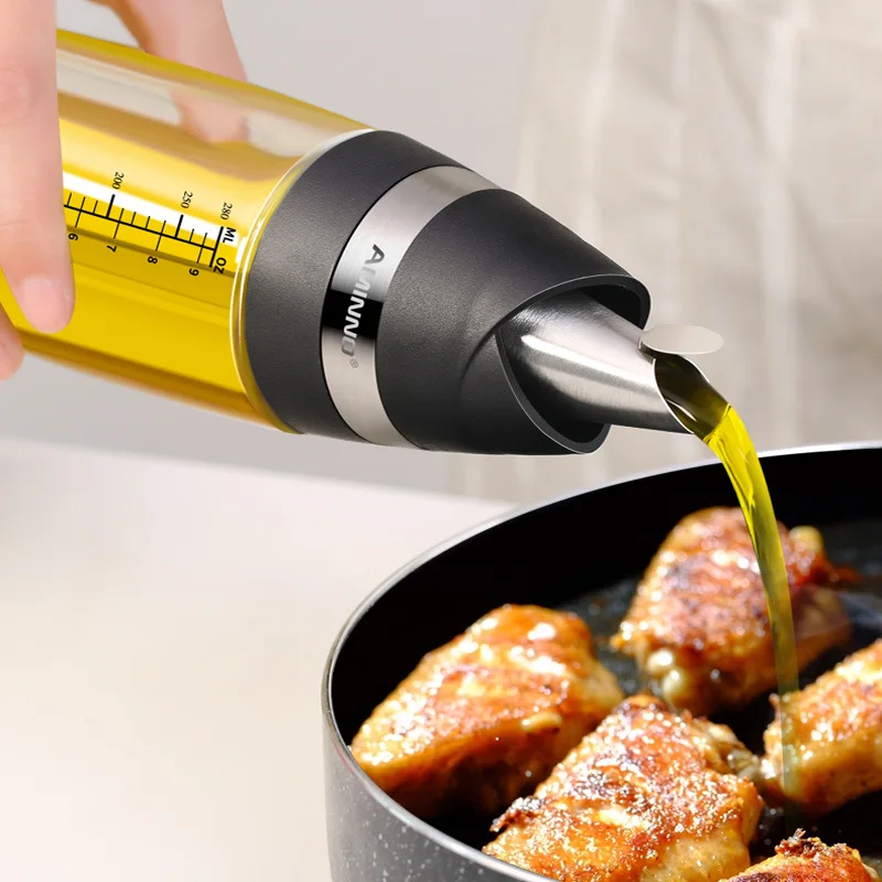 

Kitchen supplies leak proof oil bottle liquid seasoning automatic opening cover high borosilicate glass pot