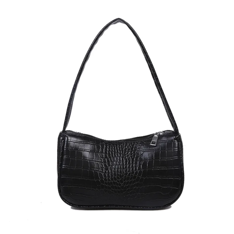 

Small design retro crocodile simple underarm bag new Korean version of Joker shoulder handbag baguette bag