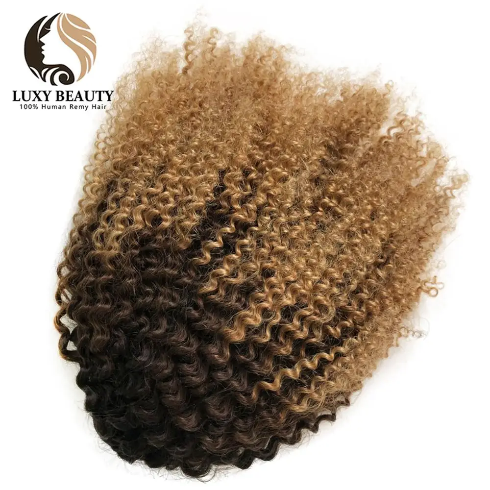 Афро кудрявые накладные Человеческие волосы Remy с кулиской хвосты для волос