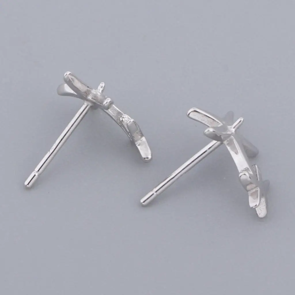 

1 пара 925 пробы сережек серебристого цвета, компоненты сережек с двойной звездой