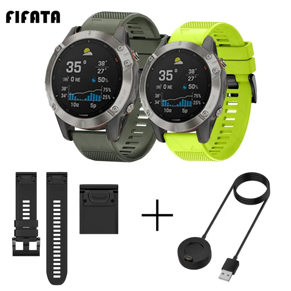 Сменный силиконовый ремешок FIFATA 26 22 20 мм + 100 см док-станция для быстрой зарядки