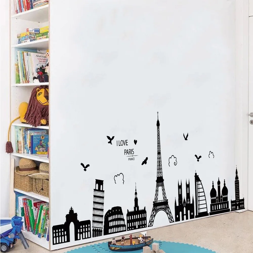 Современный городской черные настенные наклейки Белый Абстрактный Наклейки на