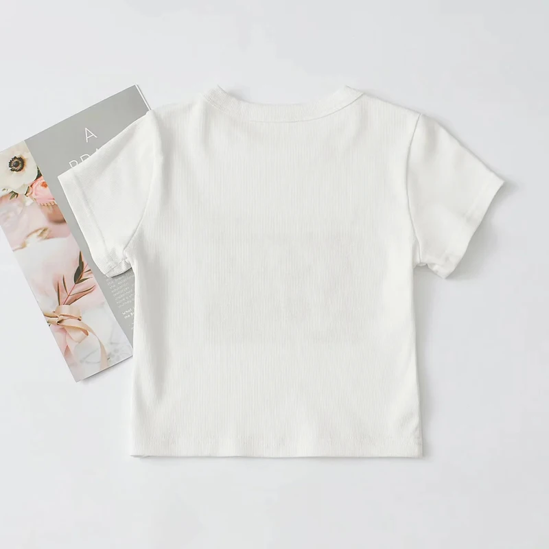 

WOMENGAGA Women Print Front Fitted T-shirt Rib Short Sleeve Top summer tops tees korean short tshirt F8EE