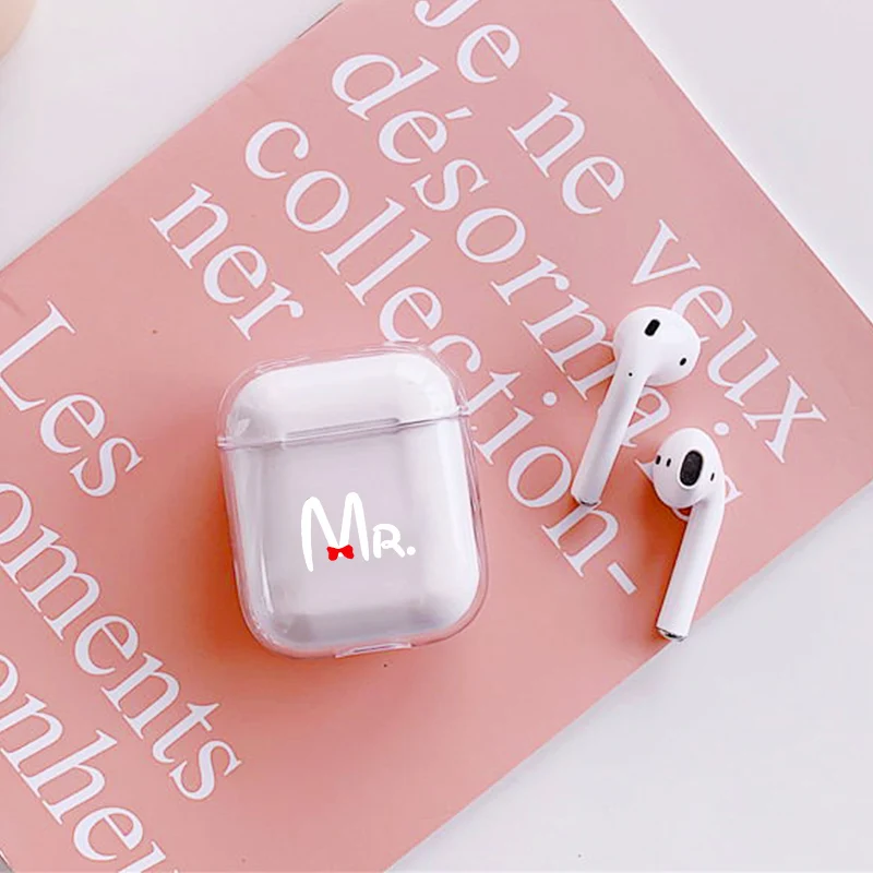 Роскошный чехол для наушников Apple airpods Mr Mrs с функцией Bluetooth Airpods жесткие