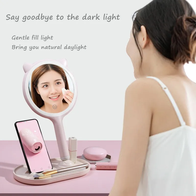 

Зеркало для макияжа со светодиодной подсветкой, регулируемое настольное косметическое зеркало с диммером и светодиодной подсветкой USB для ...