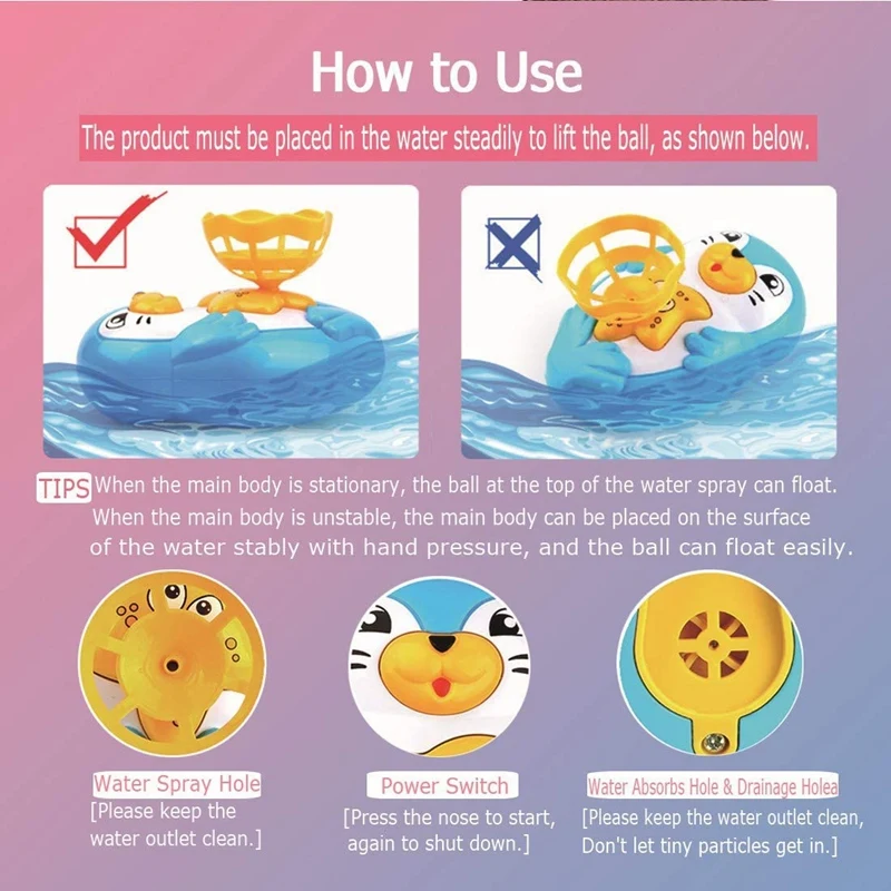 

Bath Toys for Toddlers 3-6 Years Seal with 2 Balls Bath Sprinkler Toy