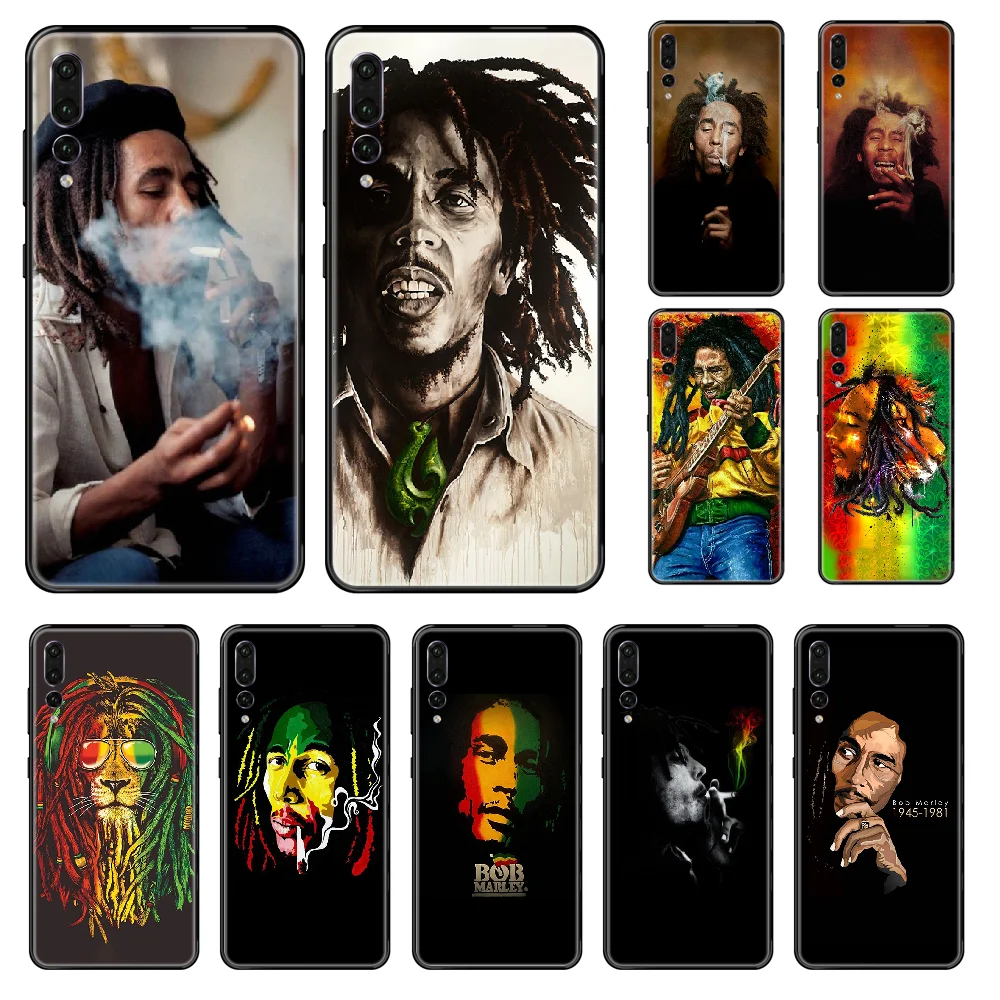 Чехол для телефона Reggae Bob Marley Huawei P 8 10 20 30 Smart Plus 2019 Z Lite Pro 2017 черный мягкий чехол
