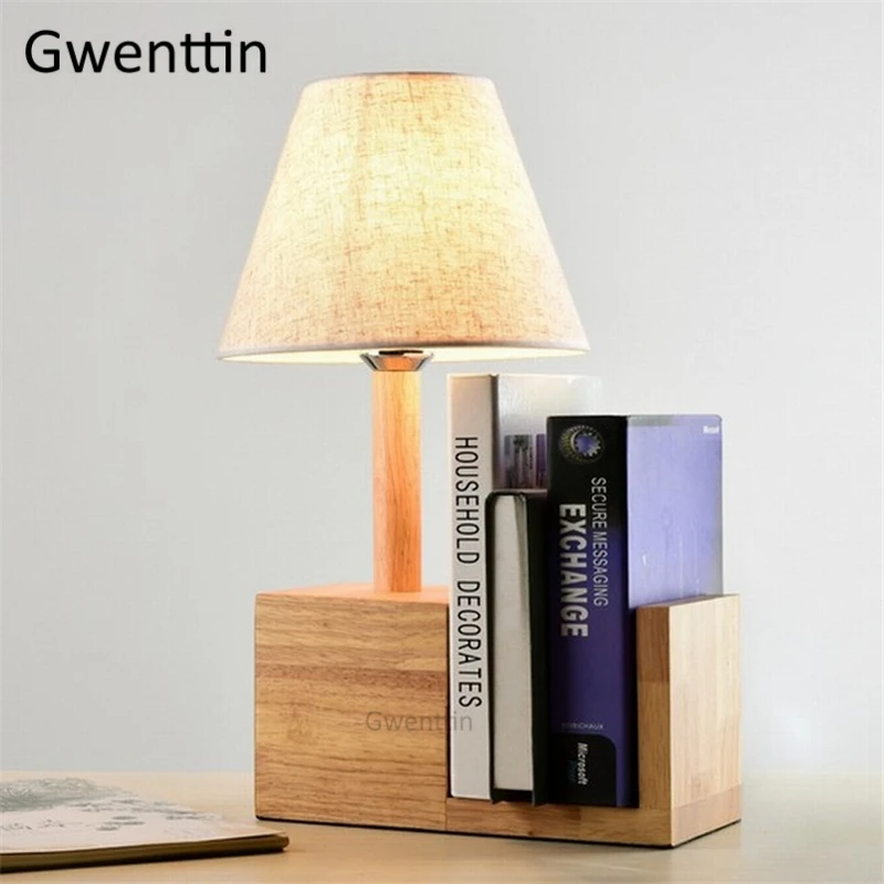 Деревянная книжная полка настольная лампа для чтения кабинета спальни