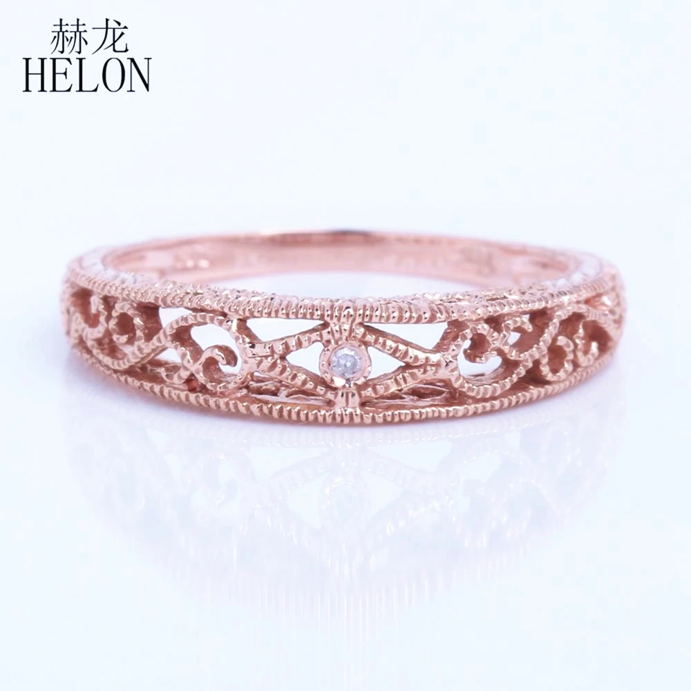 

HELON однотонное 18k розовое золото AU750 SI/H бриллиант винтажное модное ювелирное изделие обручальное кольцо для женщин на день рождения юбилея л...