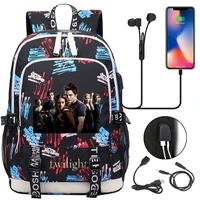 twilight backpack teenager usb charging laptop backpack women men rucksack kids book bag mochila travel bag
