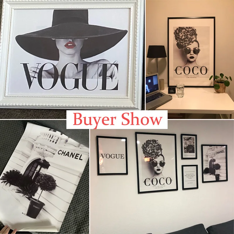 

Fashion Coco Quotes Poster Print Flower Woman Perfume Wall Art Canvas Painting Modern Trendy Pictures for Living Room Home Decor