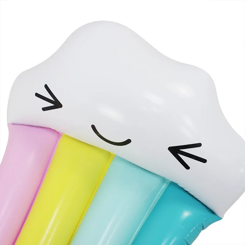 

Hot Sale Pvc Material Water Rainbow Cloud Shape Floating Row Children Adult Mount Inflatable Bed Toy Floating Bed Water Supplies