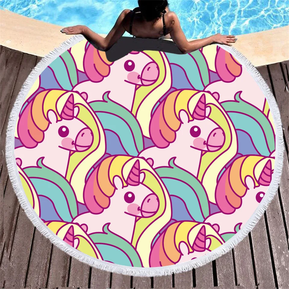

New Wonderland Unicorn Digital Print Beach Towel Summer Adult Yoga Mat Beachfront Shower Quick Dry Absorbent Bath Towels