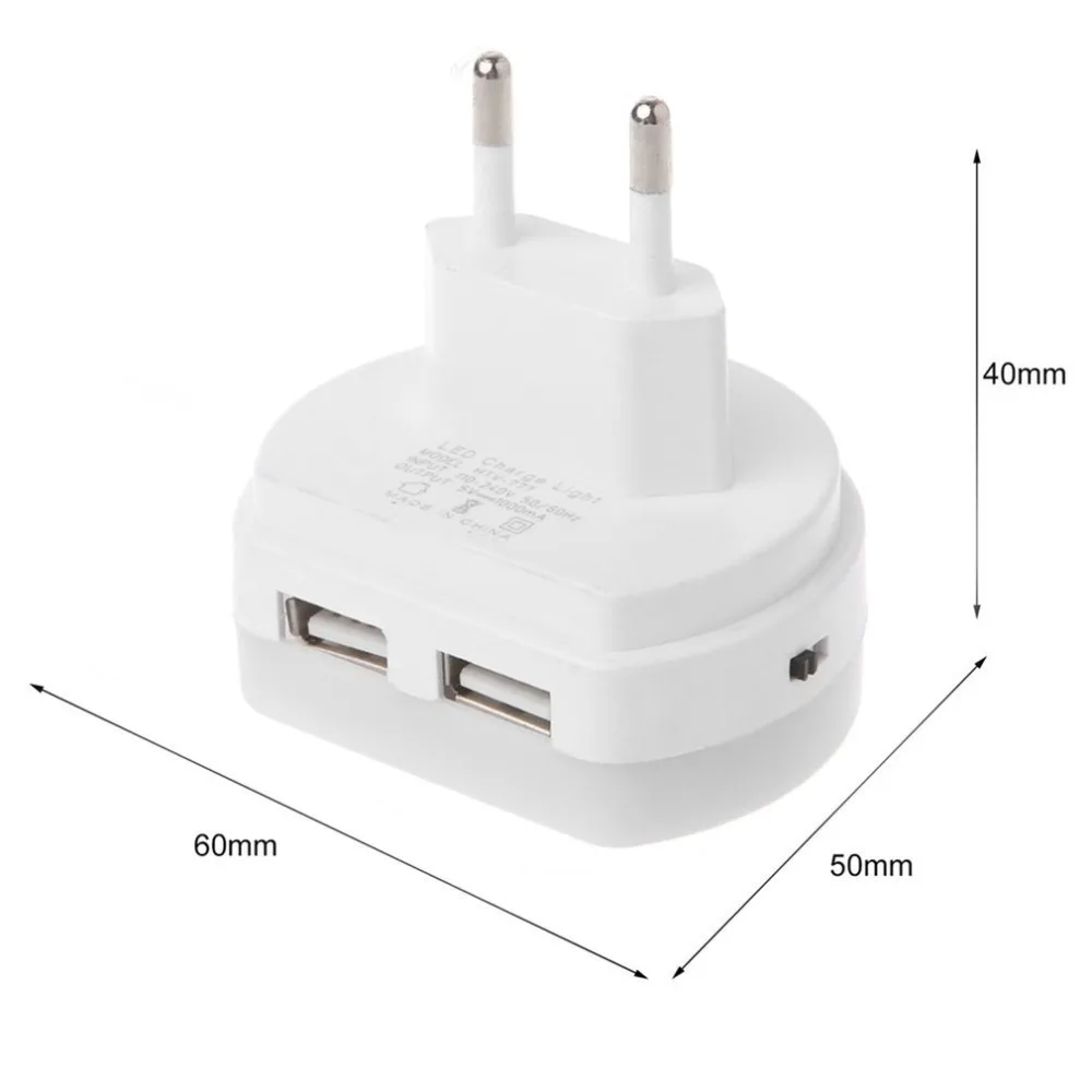 

Dual USB Light Control Night Light Lamp Wall Charger Plug EU/US Dusk to Dawn Sensor Wall Lamp Light