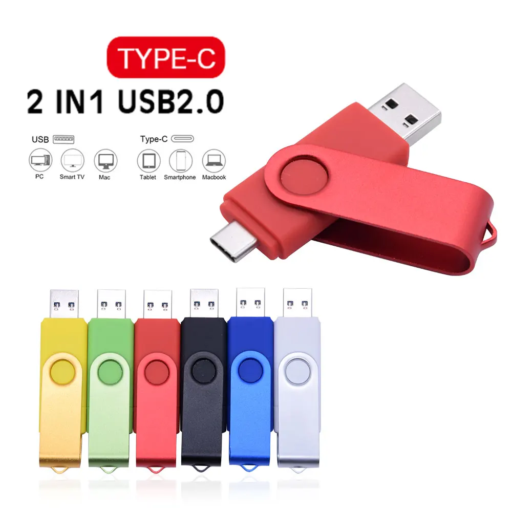 Флешка USB Type C 20 шт./лот флеш накопитель на 16 ГБ 32 4 8 64 U диск для