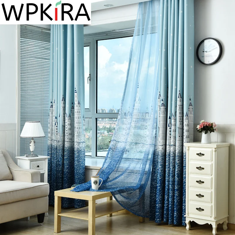 Современный с принтом &quotзамок&quot затемненные занавески enhao для маленьких