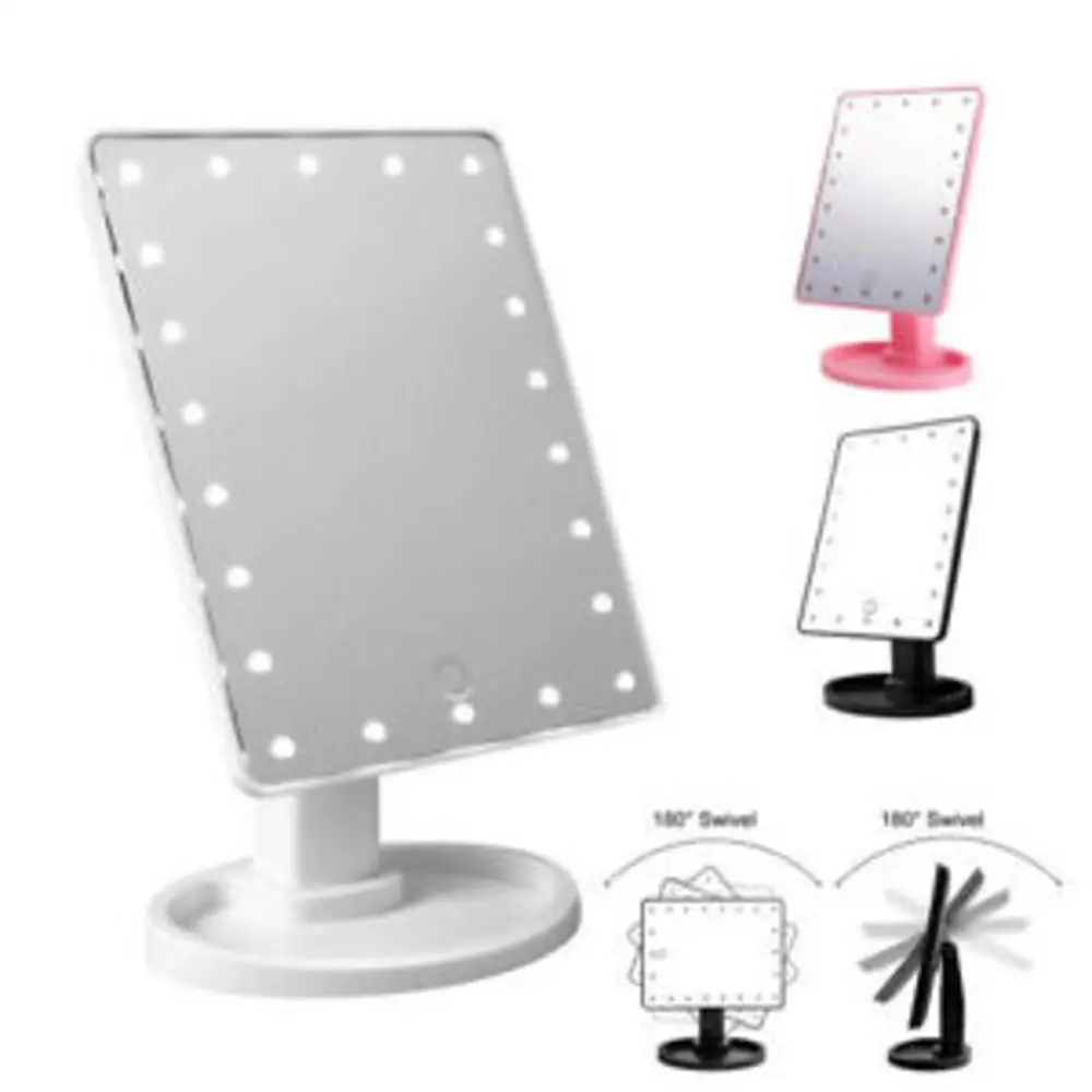

Led Makeup Mirror With Light Ladies Makeup Lamp With Storage Desktop Rotating Mirror Touch Screen Cosmetic Mirror Christmas Gift