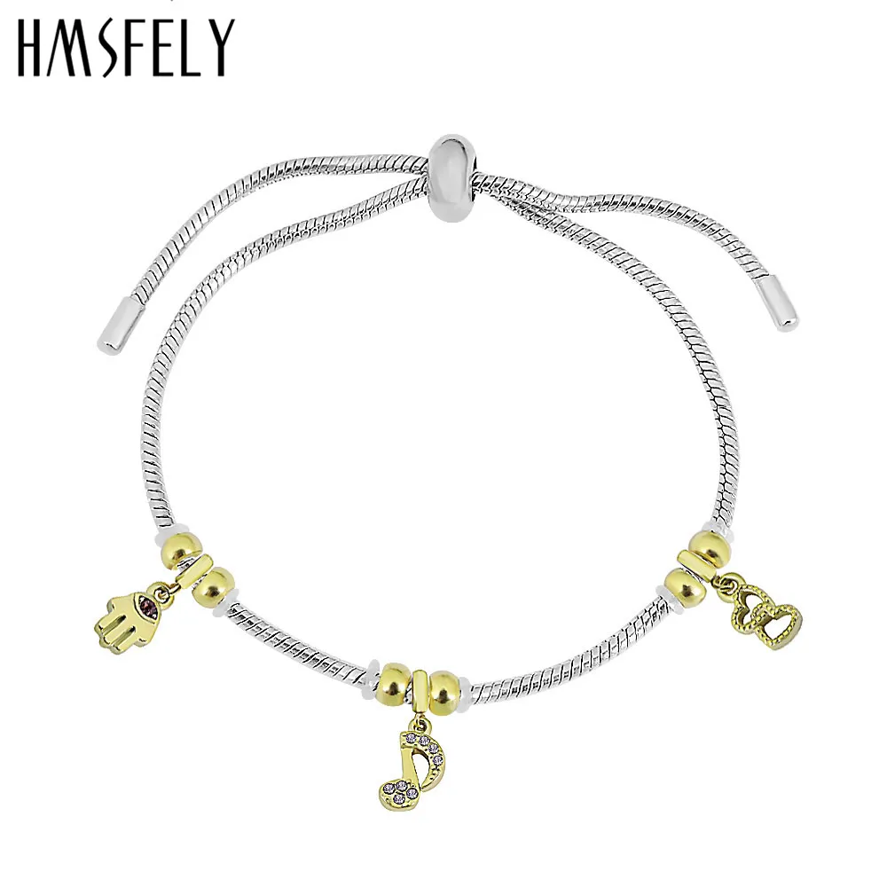 HMSFELY 316L Stainless Steel Crystal Fatima Hand Pendant Accessories For DIY Charm Bracelet Necklace Jewelry Making 2.5mm Hole | Украшения