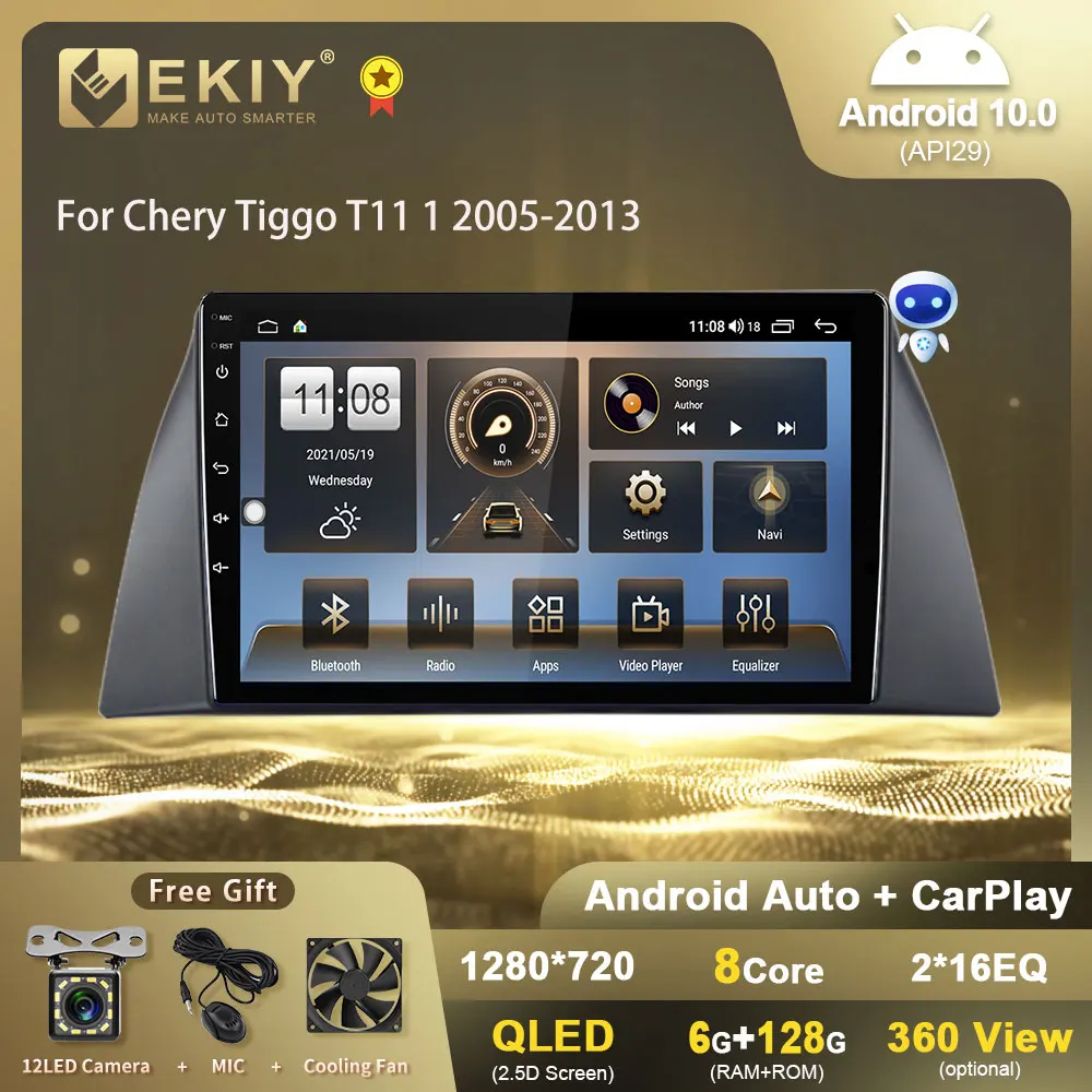 

EKIY T7 QLED DSP Android 10 автомобильное радио для Chery Tiggo T11 1 2005-2013 мультимедийный видеоплеер стерео навигатор Carplay головное устройство DVD
