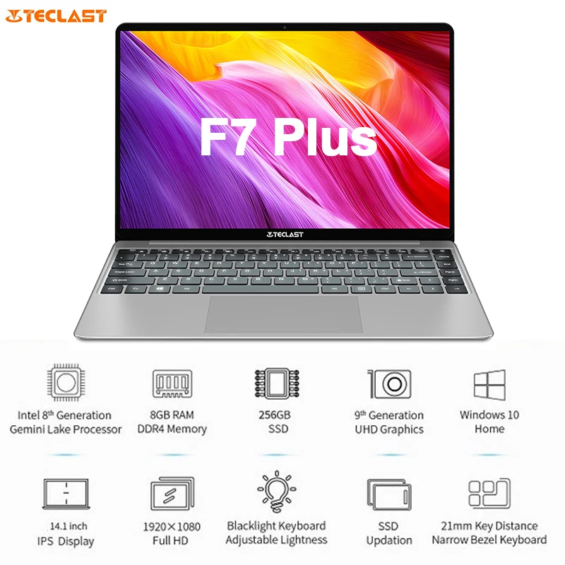 

Teclast F7 Plus 14.1" Laptop 8GB RAM 256GB SSD Windows10 1920*1080 Intel Celeron N4100 WIFI Backlit Keyboard Ultra-Thin Notebook
