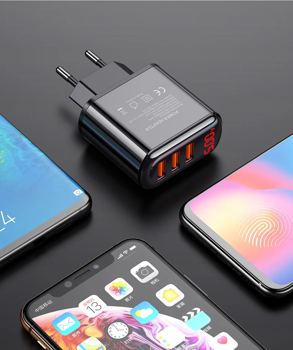 YKZ светодиодный USB зарядное устройство 3.4A Быстрая зарядка EU настенная вилка адаптер для iPhone samsung Xiaomi huawei Портативный мобильный телефон Быстрая зарядка