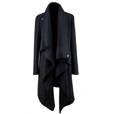 

New Fashion Men's Irregular Mid-length Wool Coat Men's Version of The Korean Fashion Personality Cloth Trench Coat Night Show