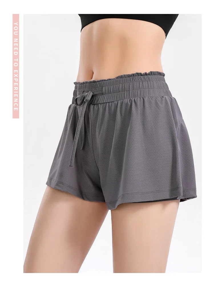 

Women Shorts 2021Spring and Summer New Women's Yoga Shorts High Waist Quick-drying Breathable Fitness Shorts with Mesh