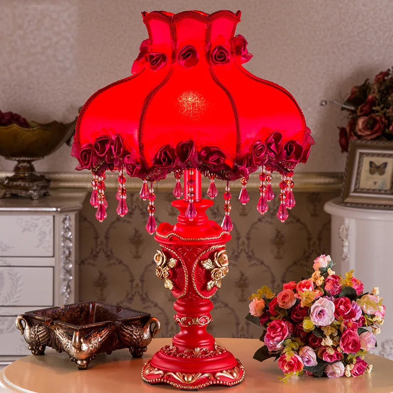 Lampe de bureau rouge, éclairage de chevet, romantique, créatif, pour chambre à coucher, mariage