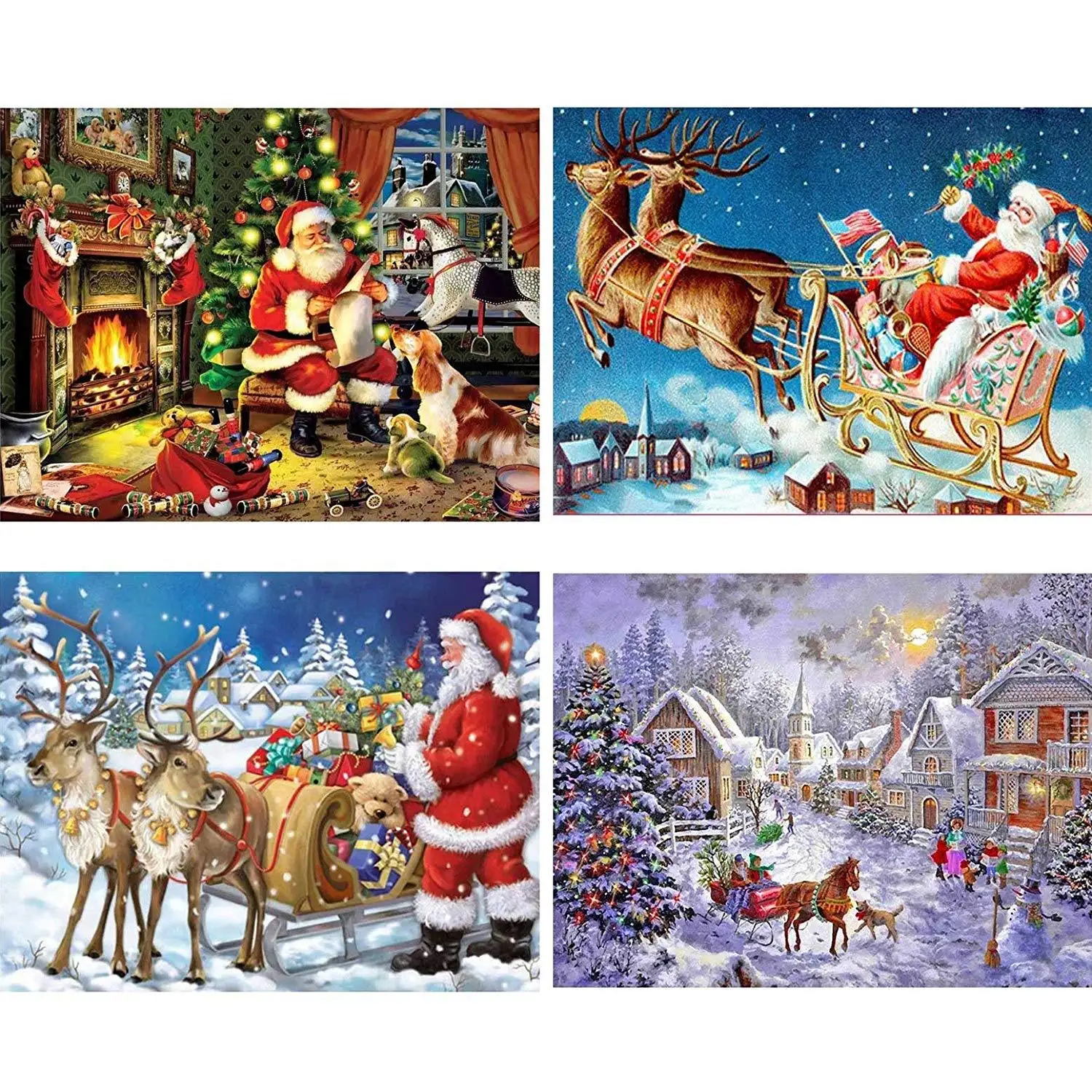 

30x20CM 5D Diamond Painting Santa Claus Round Diamond DIY Full Landscape Diamond Painting Home Christmas Decoration Wall Paste