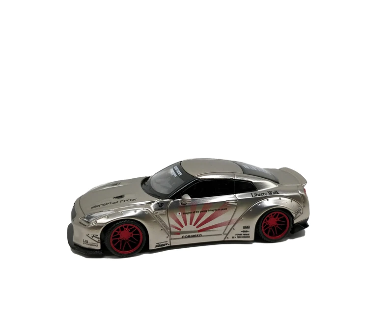 Мини GT 1: 64 LB работает Nissan GTR R35 тип 1 сатин серебро LHD/RHD литой модель автомобиля