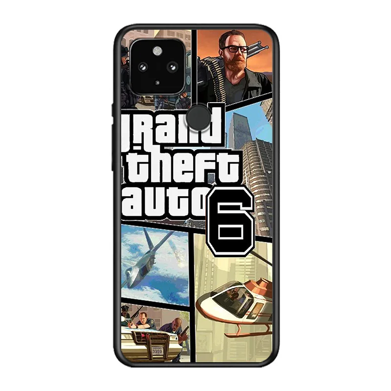

Grand Theft Auto GTA V Soft TPU Silicone Black Cover For Google Pixel 5 4A 5G 4 XL Phone Case