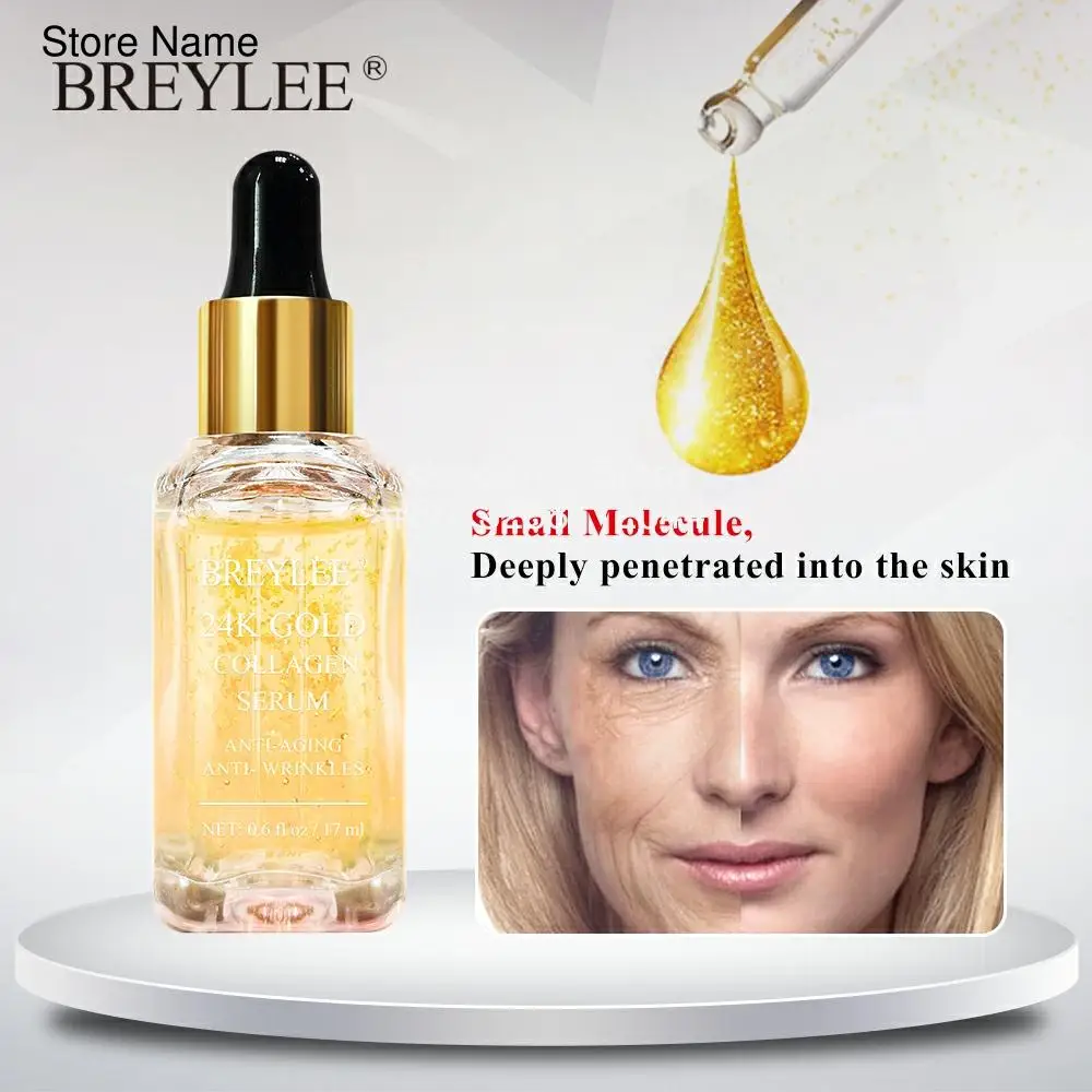 

BREYLEE 24k Gold Serum Collagen Essence Anti-Aging Remove Wrinkles Face Skin Care Lifting Firming Whitening Repairing Serum 17ml