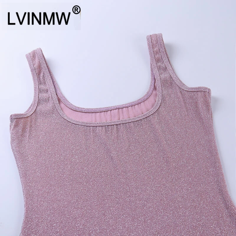 LVINMW сексуальное розовое платье с блестками на бретельках низким вырезом спине