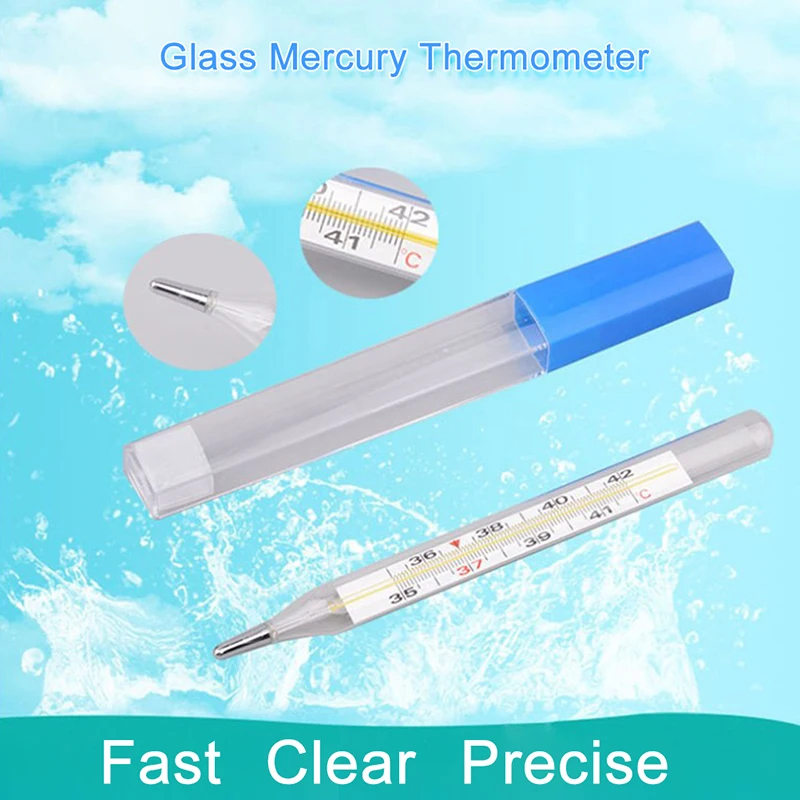 

1pc Body Temperature Measurement Device Armpit Glass Mercury Thermometer Home Health Care Product Large Size Screen