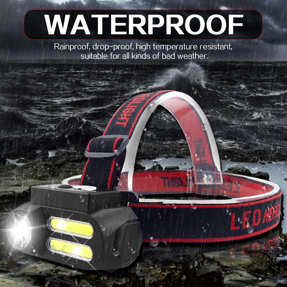 Самый яркий светодиодный налобный фонарь T6 + COB головной Головной