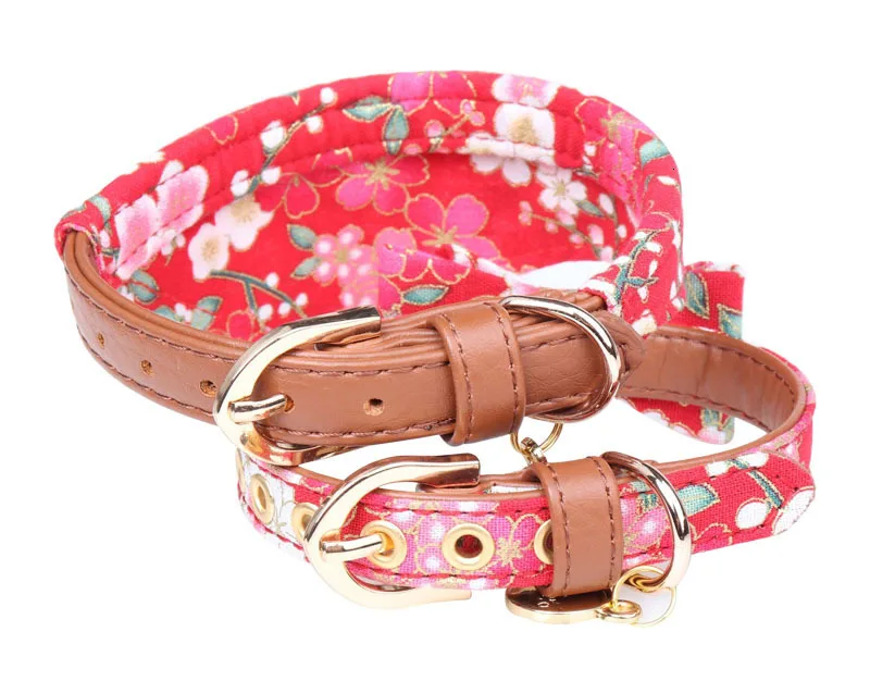 Pawstrip принцесса лук ошейник для собак цветочный принт поводок для собак набор 1,3 см ширина Регулируемый Маленький шарф для щенка ошейник
