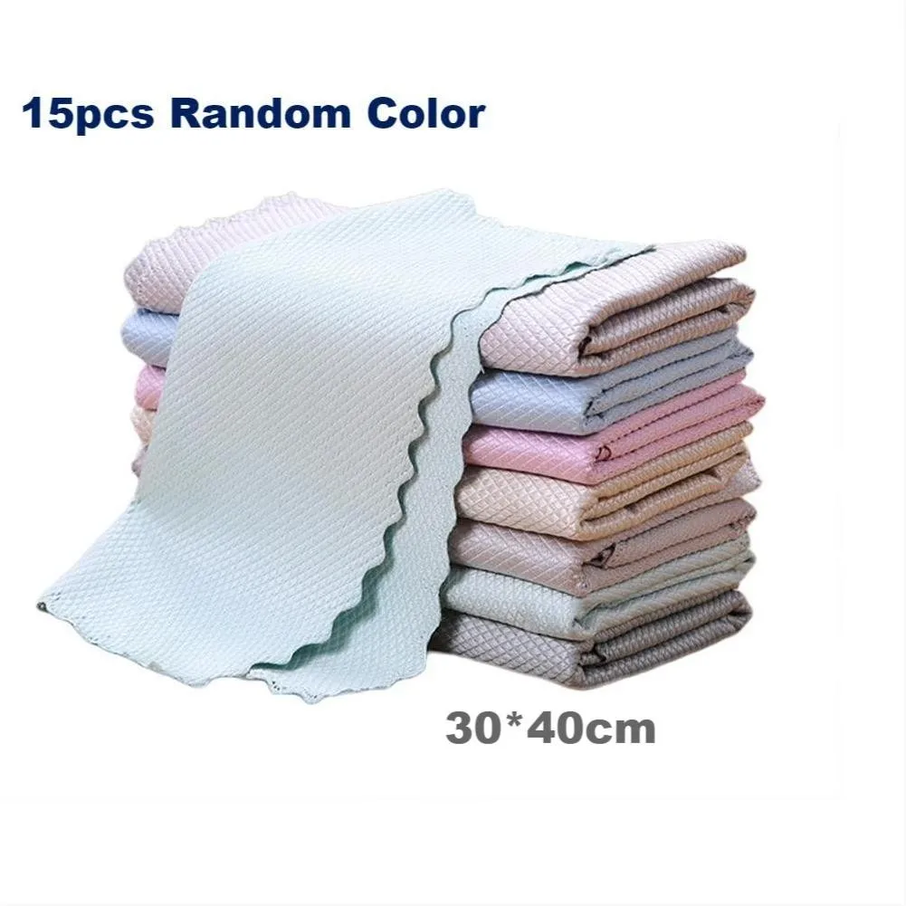 

3/5/15pcs*Fish Scale Cloth 40 * 30cm Microfiber Fish Scale Wipe Cloth Anti-grease Wiping Rag Cleaning Towel