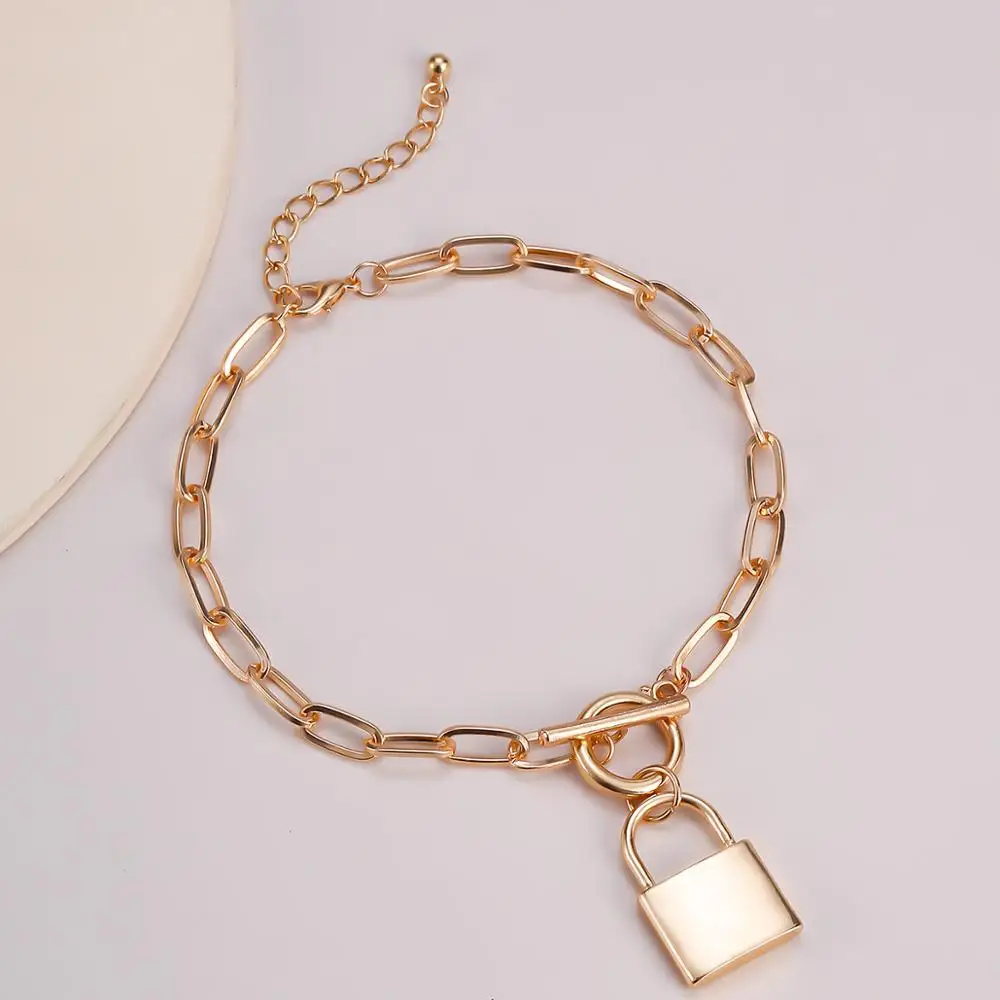 

Punk Chain Anklet for Women Gold Color Chain Lasso Gothic Lock Leg Bracelet Anklet Barefoot Sandals Foot Leg Bracelet Jewelry