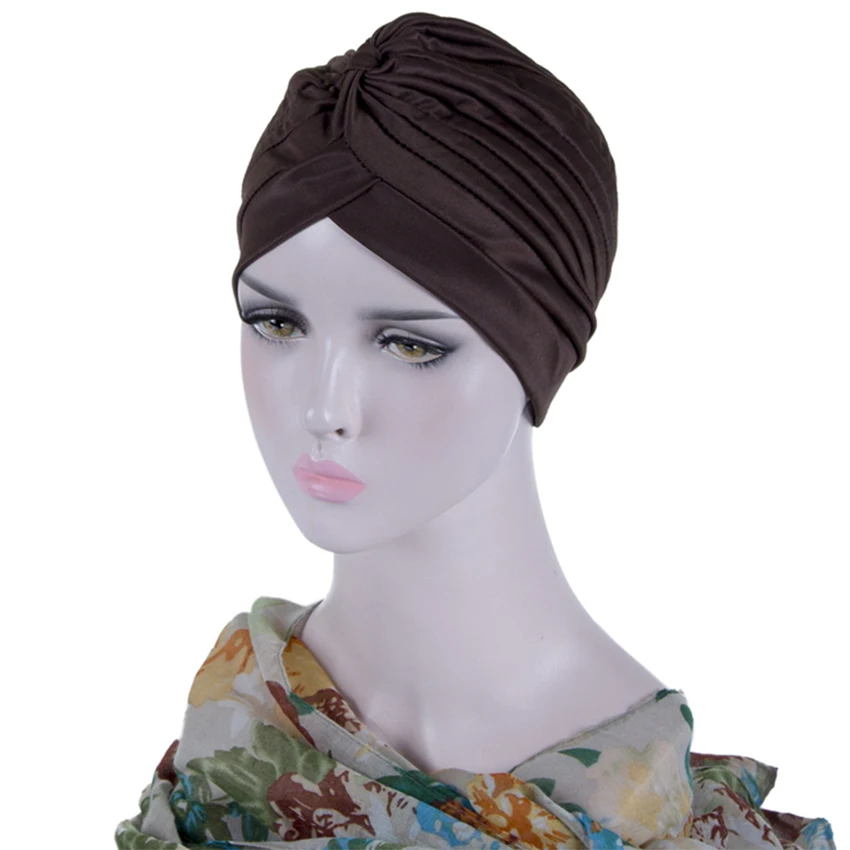 Шифоновый тюрбан WELROG с узелком женские модные кепки высокоэластичная шапка