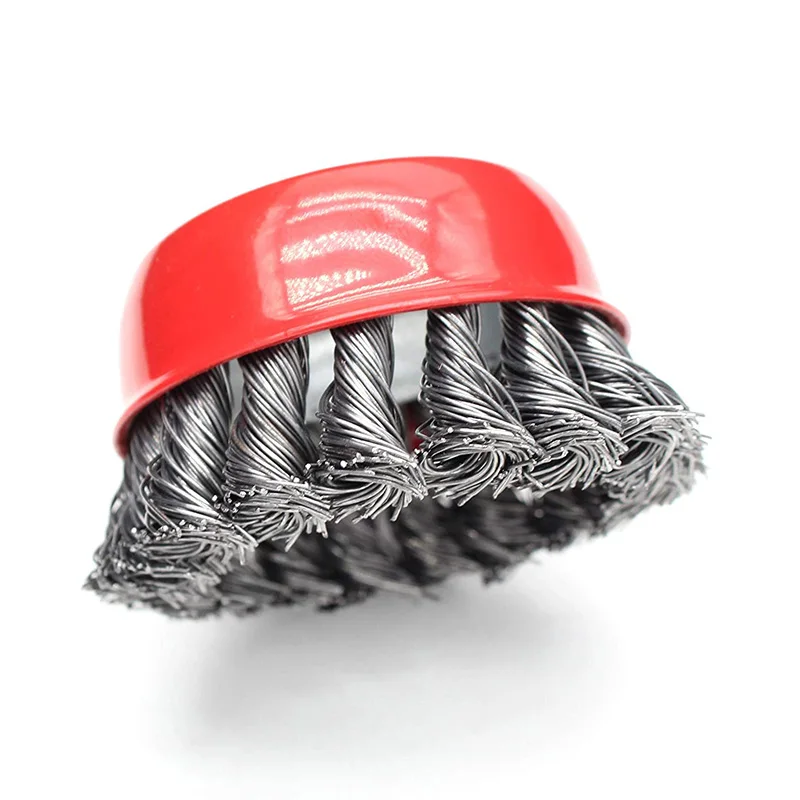 

3 Inch Knotted Twisted Bowl Brush, Cup Power Brush, Flat Head Set Angle Grinder Rust Paint Wire Brush 3 Pcs