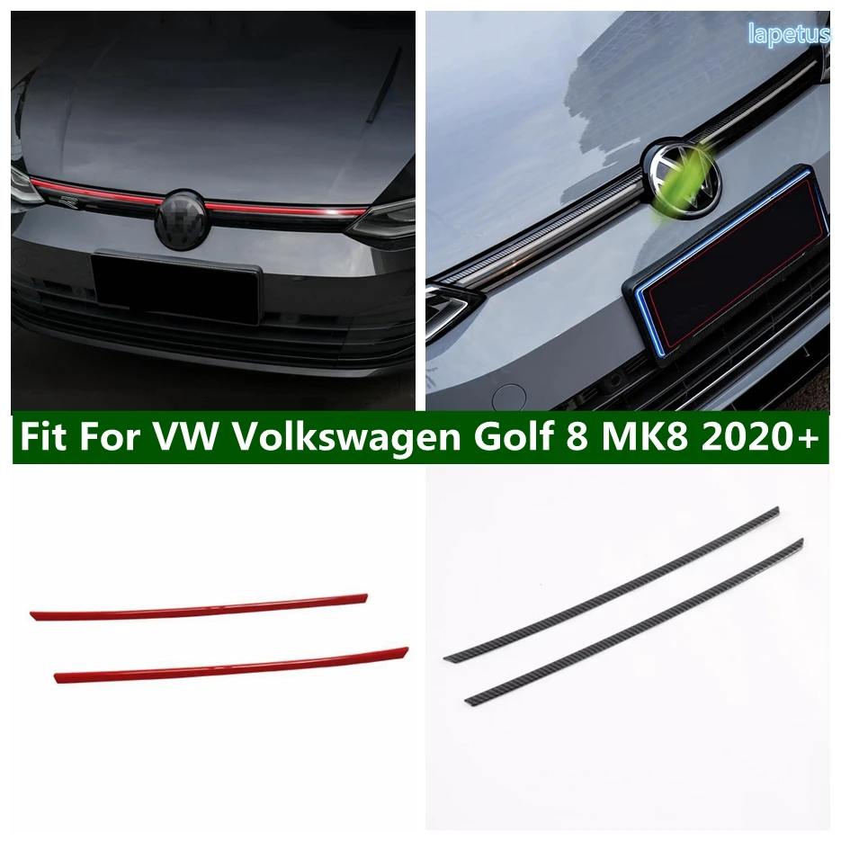 

Lapetus Front Grille Grill Grid Strip Cover Trim Carbon Fiber / Red Exterior Moulding For VW Volkswagen Golf 8 MK8 2020 - 2022