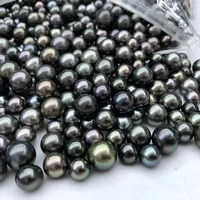 diy pearl beads9 14 mm good luster aa tahiti round pearl100 nature black tahiti sea pearl loose pearlhalf or no hole