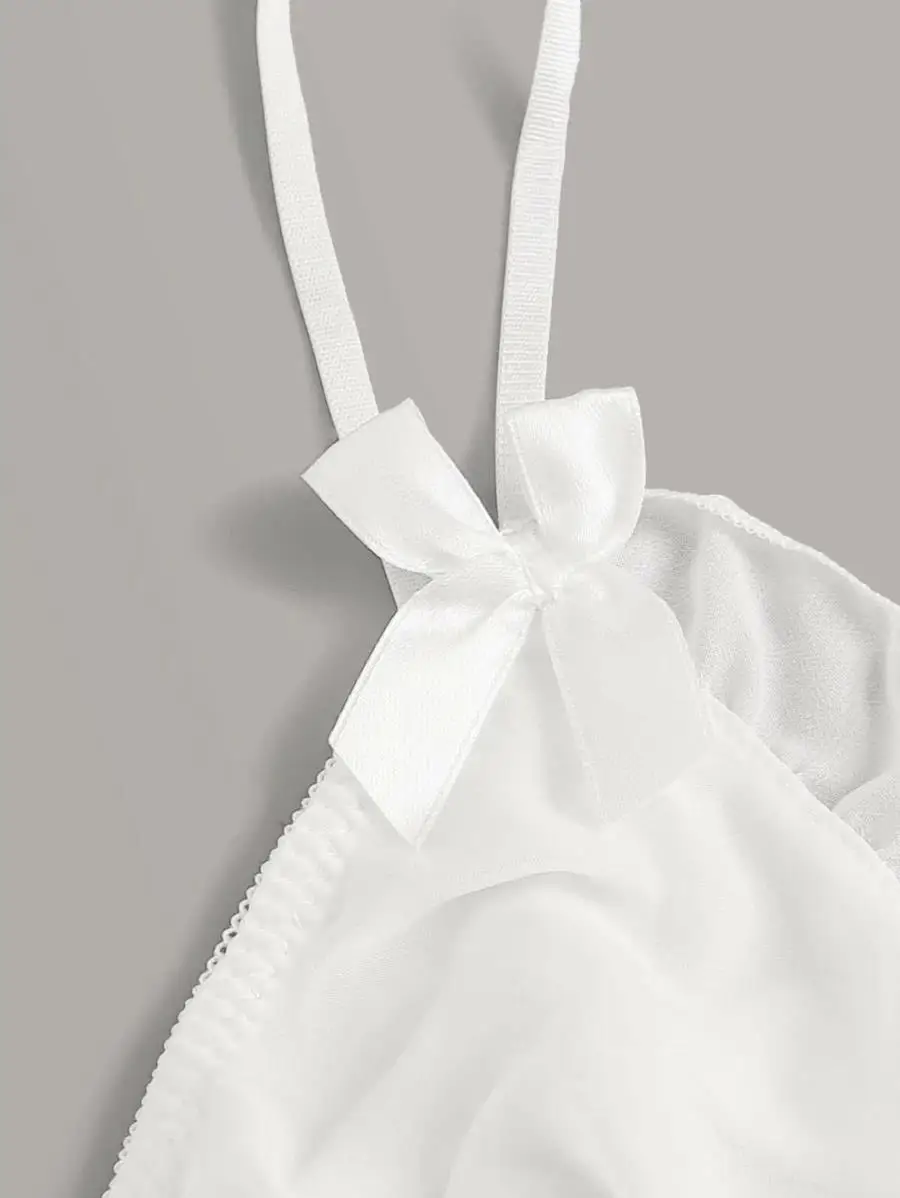 Ruffle Trim Garter Lingerie Set With Choker