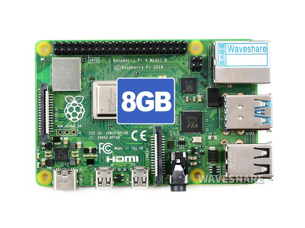Четырехъядерный процессор Waveshare Raspberry Pi 4 Model B 8 Гб ОЗУ 64 бит 1 5 ГГц 4K двойной