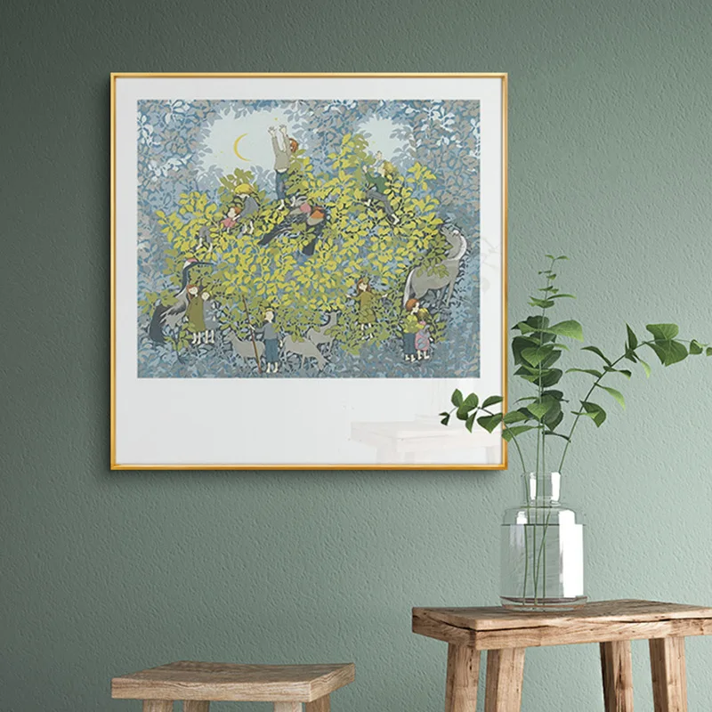 

Natural Scenery Snow Day Plant Leaf Tree Cartoon Animal Deer Dog Boat Canvas Painting Wall Picture Poster Living Room Decoration