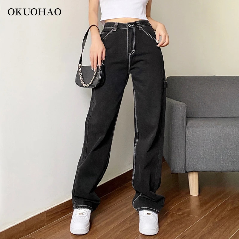 

Women's Fashion Jeans Cargo Pants Mom Baggy Jeans Denim Overalls Trousers For Female Traffic Jean Y2k Urbane Streetwear Capri