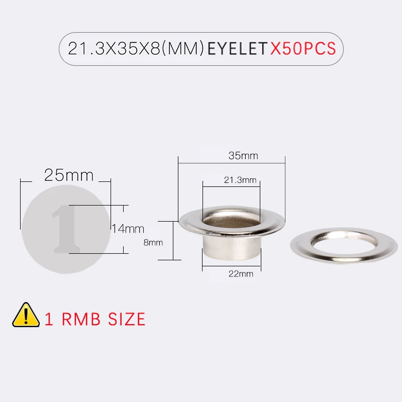 Круглые металлические люверсы большого размера с шайбой 21 3x35x8 мм кожевенные