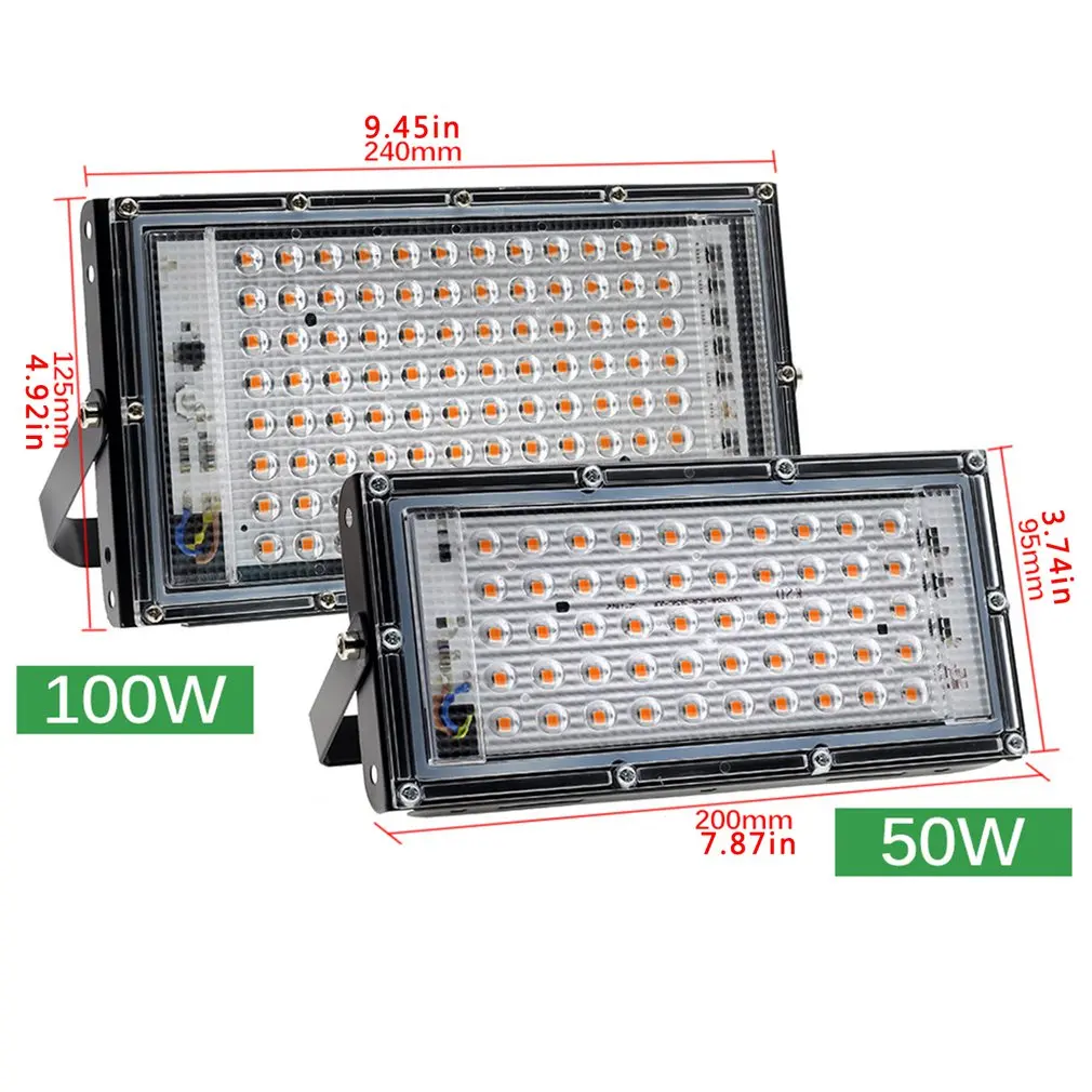 

LED Grow Light AC220V 50W 100W LED Full Spectrum Phyto Lamp Greenhouse Hydroponic Plant Growth Lighting